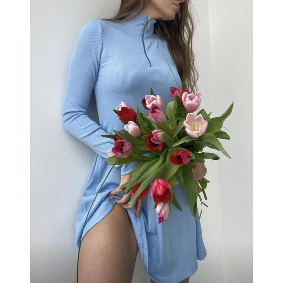 NWT Zara Ribbed Quarter Zip Dress - Picture 2 of 5